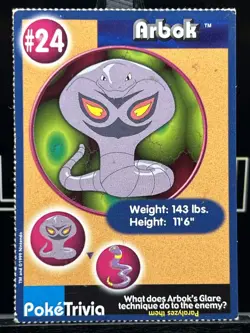 Pokemon Arbok #24 1999 Burger King Promo Card PokeTrivia Regular Perforated MP - Image 3