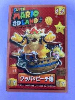 Super Mario 3D Land Clear Card TCG Bowser & Peach P2011 Nintendo Japanese F/S - Image 2