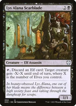 Lys Alana Scarblade 50 KHC MTG Uncommon Black Elf Assassin 2021 Moeller Discard - Image 1