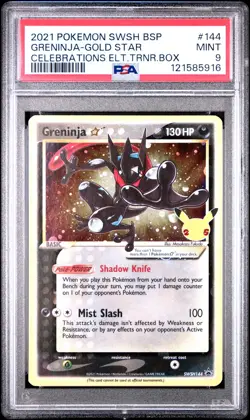 2021 POKEMON SWSH BLACK STAR PROMO #144 GRENINJA-GOLD STAR PSA 9 - Image 1