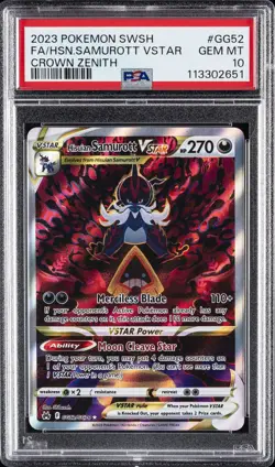 2023 POKEMON SWORD & SHIELD CROWN ZENITH FULL ART/HISUIAN SAMUROTT VSTAR PSA 10 - Image 1