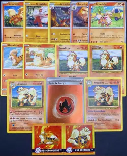 14x Pokemon Cards Arcanine Growlithe Collection Lot - Holo Rare XY Vintage TCG - Image 1