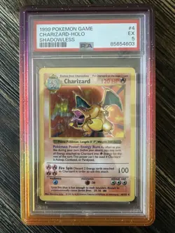 Pokemon TCG Holo Charizard Base Set Shadowless, PSA 5 Graded - Image 3