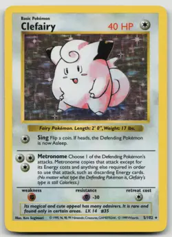 Pokemon Clefairy Foil 5/102 Rare Holo 1999 MP - Image 1