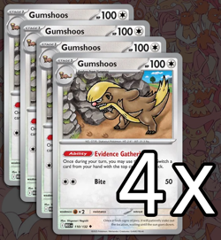 4x Playset 110/132 Gumshoos - Pokemon TCG ME01: Mega Evolution NM - Image 1