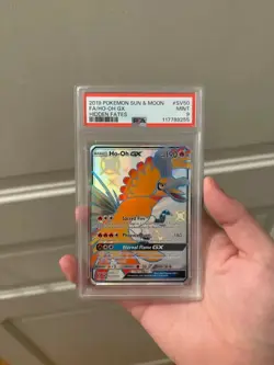 2019 POKEMON SUN & MOON HIDDEN FATES #SV50 FULL ART/HO-OH GX PSA 9 - Image 1