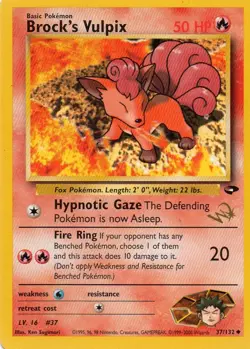 Pokemon Brock’s Vulpix 37/132 Gold W Stamp Gym Challenge (2000) - Image 1