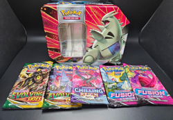 Costco 4 Tin SEALED Set Pikachu Eevee Tyranitar Eternatus V Strikers / V Powers - Image 5