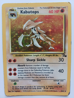 Kabutops Pokemon Card Holo WOTC 9/62 Fossil Set Rare Vintage 1999 Original MP - Image 1