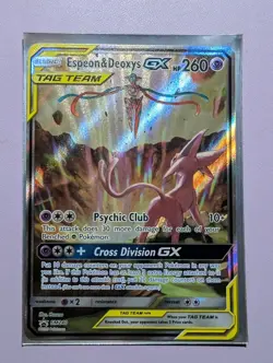 Pokemon TCG Espeon & Deoxys GX SM240 Black Star Promo Holo Card - Image 1