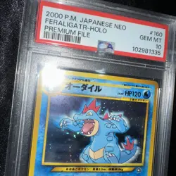2000 Pokemon Japanese Neo FERALIGATR Holo PSA 10 #160 Neo Genesis - Image 1