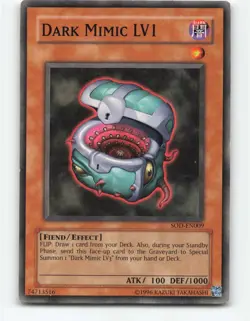 Dark Mimic LV1 SOD-EN009 Soul of the Duelist YuGiOh Card - Image 1
