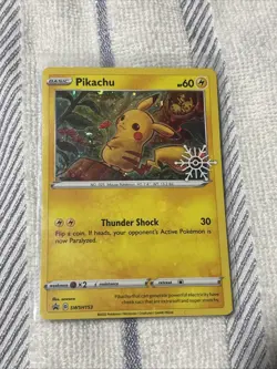 Pikachu SWSH153 - Holiday Calender Promo - Snowflake Stamp Pokemon Card TCG NM - Image 1