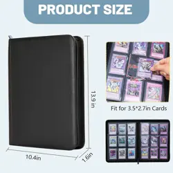 Lictin Trading Cards Album, 504 Side Loading Pocket with Leather Zipper,SEE INFO - Image 3