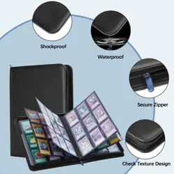 Lictin Trading Cards Album, 504 Side Loading Pocket with Leather Zipper,SEE INFO - Image 4