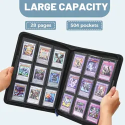 Lictin Trading Cards Album, 504 Side Loading Pocket with Leather Zipper,SEE INFO - Image 5