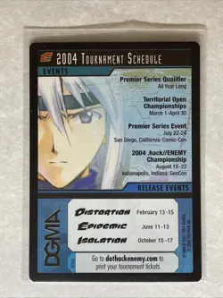 Dot Hack .Hack Enemy TCG Foil 2004 Tournament Schedule Card M/NM - Image 1