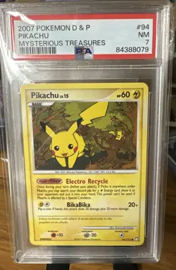 2007 Pokemon D & P Pikachu LV.15 Mysterious Treasures 94/123 - PSA 7 - Image 1