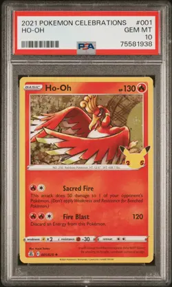 2021 Pokemon Ho-Oh Celebrations #001 PSA 10 - Image 1