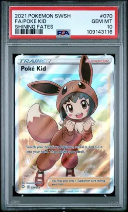 Pokemon Card Graded PSA 10 Gem MT Shining Fates Poke Kid 070/072 - Image 1