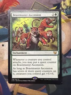 1x Beastmaster Ascension- Commander 2015- HP- Mtg Magic The Gathering Card - Image 1