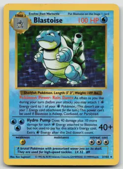 Pokemon TCG Blastoise Base Set Holo Shadowless Rare Card 2/102 HP #2 - Image 1
