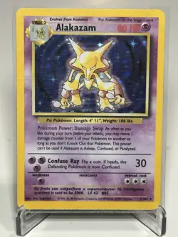 Pokemon TCG Alakazam 1/102 Base Set Holo Card - Heavily Played/HP - Image 1
