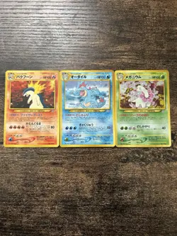 Typhlosion Feraligatr Meganium Japanese Pokemon Cards Premium File Trio Set - Image 2
