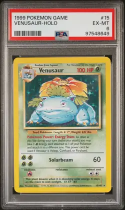 PSA 6 Venusaur EX-MT - 1999 Base Set #15 Holo Card - Pokemon TCG Card - Image 1