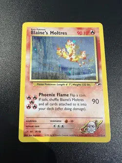 Blaine’s Moltres 1/132 Gym Heroes Unlimited 2000 Pokemon Card Holo Rare LP - Image 1