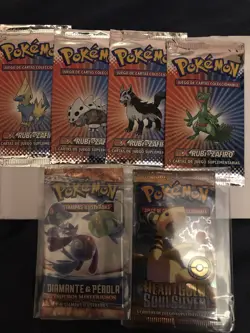 Pokemon Spanish/Portuguese.. Old School Packs..5 cards per pack. 6 packs total - Image 1