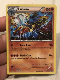 Lucario - XY140 Black Star Holo Rare Promo 2016 Pokemon Card - LP - Image 1