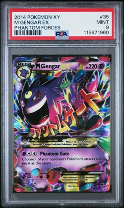 2014 POKEMON XY PHANTOM FORCES #35 M GENGAR EX PSA 9 - Image 1