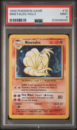 1999 POKEMON BASE SET UNLIMITED #12 NINETALES-HOLO PSA 9 - Image 1