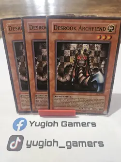Yu-Gi-Oh Desrook Archfiend X3 DCR Unlimited Common Heavy Played - Image 1
