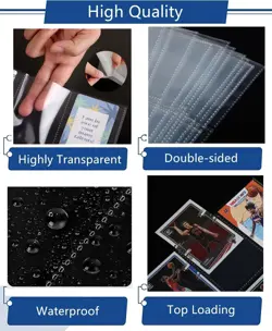 1800 Pockets Card Sleeves Binder Sheets, Trading Card Pages... - Image 3
