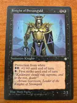 Magic MTG Knight of Stromgald Ice Age MISPRINT NM! Blue Smudging on Left Side - Image 1