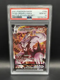 2021 POKEMON SWSH BATTLE STYLES #168 SINGLE STRIKE URSHIFU VMAX PSA 10 - Image 1
