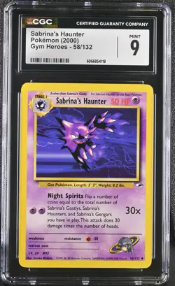 CGC 9 MINT Sabrina's Haunter 2000 Gym Heroes 58/132 Pokemon Card - Image 1