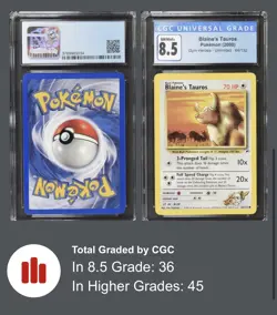 2000 Gym Heroes #64/132 Blaine's Tauros CGC 8.5 Pokemon Graded Card - Image 3