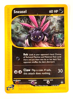 Near Mint - Sneasel 110/147 Aquapolis Vintage Wotc era E-Reader Pokemon Card - Image 1