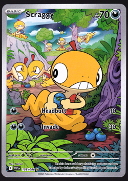 Scraggy 138/086 White Flare Illustration Rare Holo Pokemon TCG Card NM - Image 1