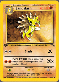 Sandslash 1st Edition 41/62 Fossil 1999 Pokemon TCG Card NM - Image 1