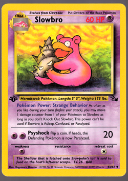 Slowbro 1st Edition 43/62 Fossil 1999 Pokemon TCG Card NM - Image 1