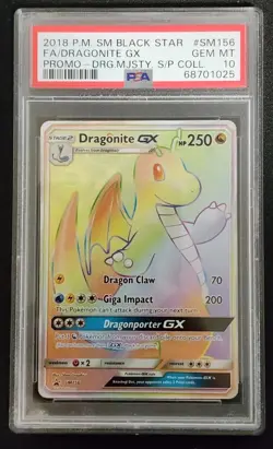 Dragonite GX SM156 PSA 10 GEM MINT SM Dragon Majesty Promo Rainbow Pokemon Card - Image 1