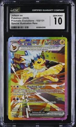 Jolteon EX SIR 153/131 CGC 10 Gem Mint Prismatic Evolutions Pokemon Card 2025 - Image 1