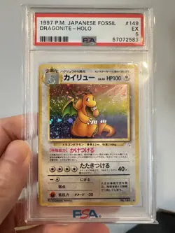 PSA 5 Excellent Dragonite No. 149 Holo Pokemon Card Japanese Fossil 1997 TCG - Image 1