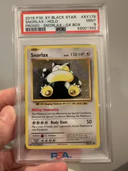 2016 PSA 9 Pokemon Snorlax Holo GX Box XY179 Black Star Promo Card Mint - Image 1