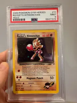 PSA 9 MINT Rocket's Hitmonchan 11/132 Gym Heroes WOTC HOLO Pokemon Card - Image 1
