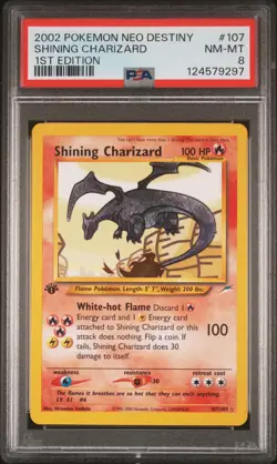 2002 POKEMON NEO DESTINY 1ST ED #107 SHINING CHARIZARD PSA 8 - Image 1